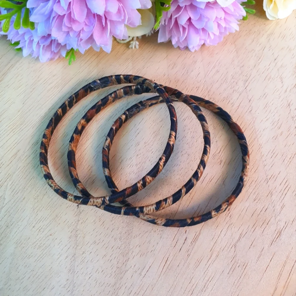 Leopard Print Fabric Bangles - Picture 1 of 7
